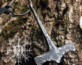Forged Iron Handmade Viking Mjolnir Thor Hammer Hunting Tool Pendant Necklace
