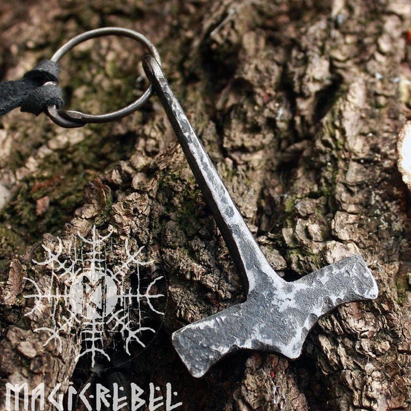 Geschmiedetes Eisen Handgefertigte Wikinger Mjölnir Thors Hammer Jagd Werkzeug Anhänger Halskette
