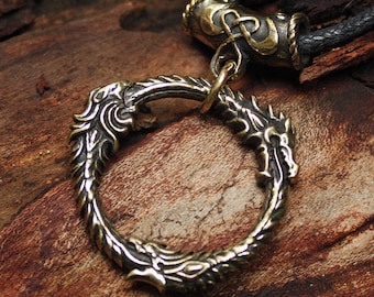 Bronze Ouroboros Pendant Necklace - Gamer Dragon Jewelry