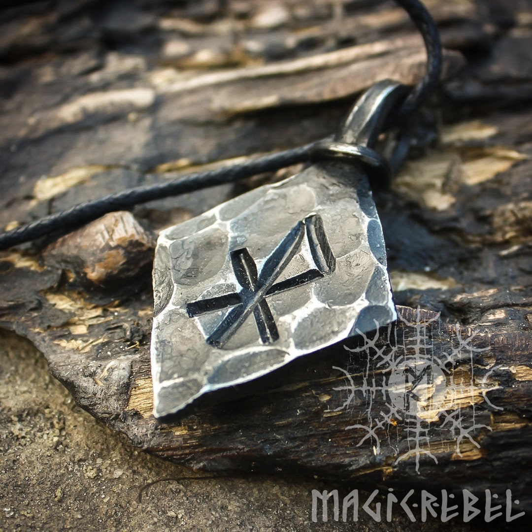 Love Rune, Forged Iron Pendant, Love Necklace, Viking Amulet, Rune ...