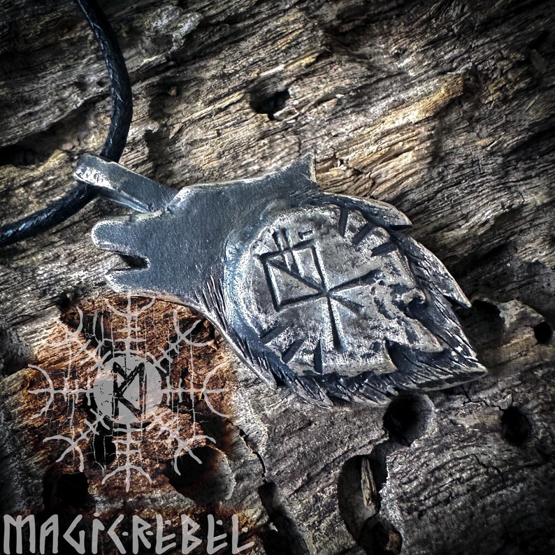 Wolf Guard Rune Silver Wolf Rune // Viking Pendant // Fenrir Bindrune Amulet // Runic ...