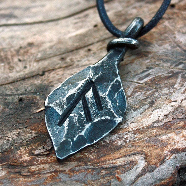 Fer forgé Ansuz Oss Rune Viking Amulette Runique Pendentif Nordique Collier Talisman