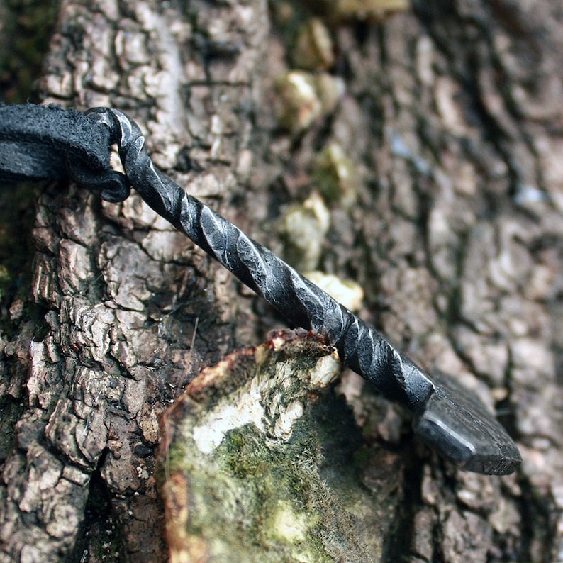 Forged Iron Viking Thor Hammer Handmade Mjolnir Nordic Pagan Medieval Tool Pendant Necklace image 3