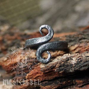 Forged Iron Ring, Jormungandr Ring, Infinity Ring, Pagan Ring, Viking Ring, Serpent Nordic Handmade Ring