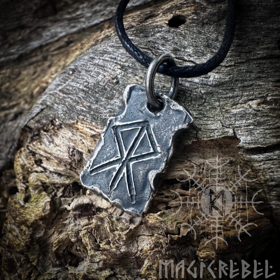 Silver Courage Rune, Hjarta Heart Bindrune, Viking Runic Amulet ...
