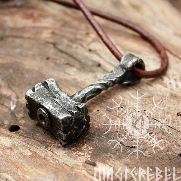 Mjolnir, Thor-hamer, Viking-hamer, smeedijzeren Mjolnir, handgemaakte hanger voor zwaar jachtgereedschap FM1