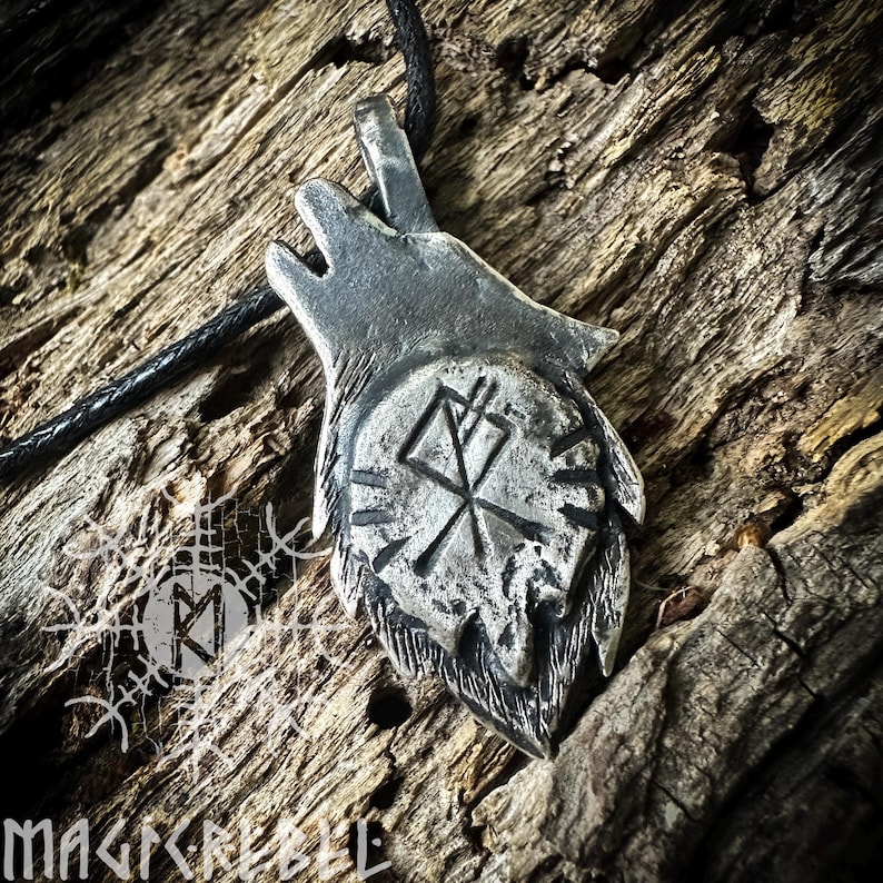 Wolf Guard Rune Silver Wolf Rune // Viking Pendant // Fenrir Bindrune Amulet // Runic ...