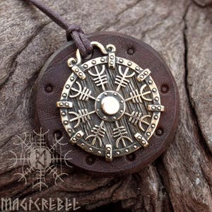Viking Pendant Helm of Awe Aegishjálmur Icelandic Bronze Amulet Nordic Runic Talisman Necklace