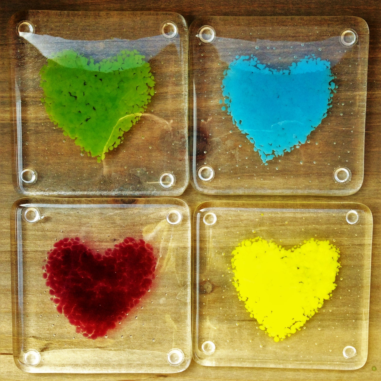 Glass coaster heart design Etsy