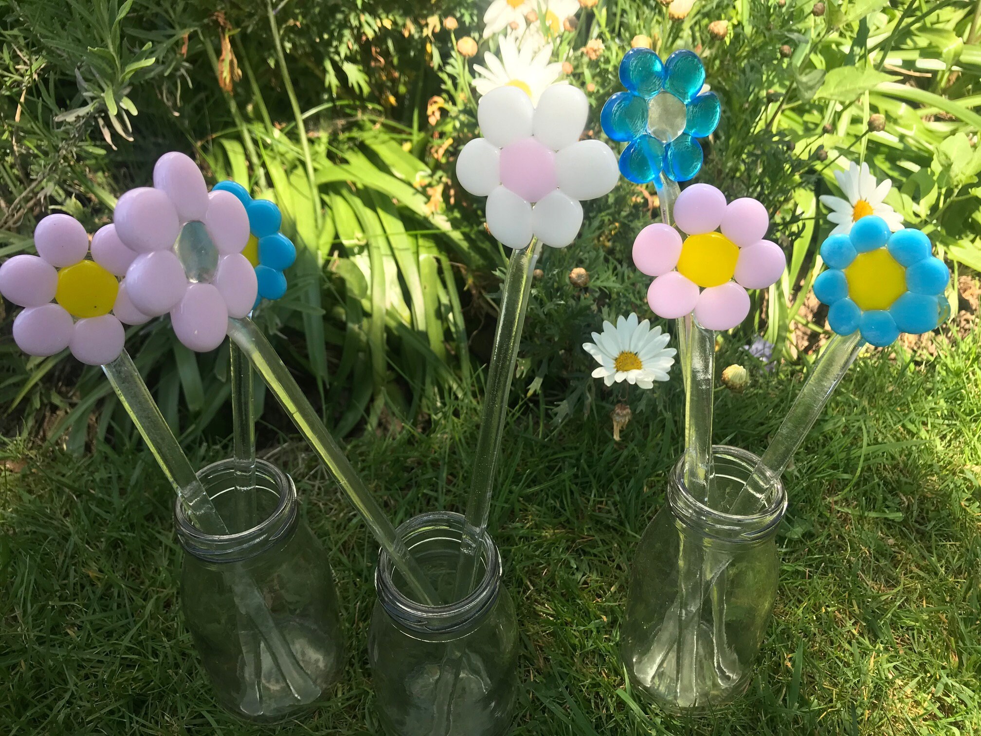 Glass Flower in a Mini Milk Bottle Etsy UK