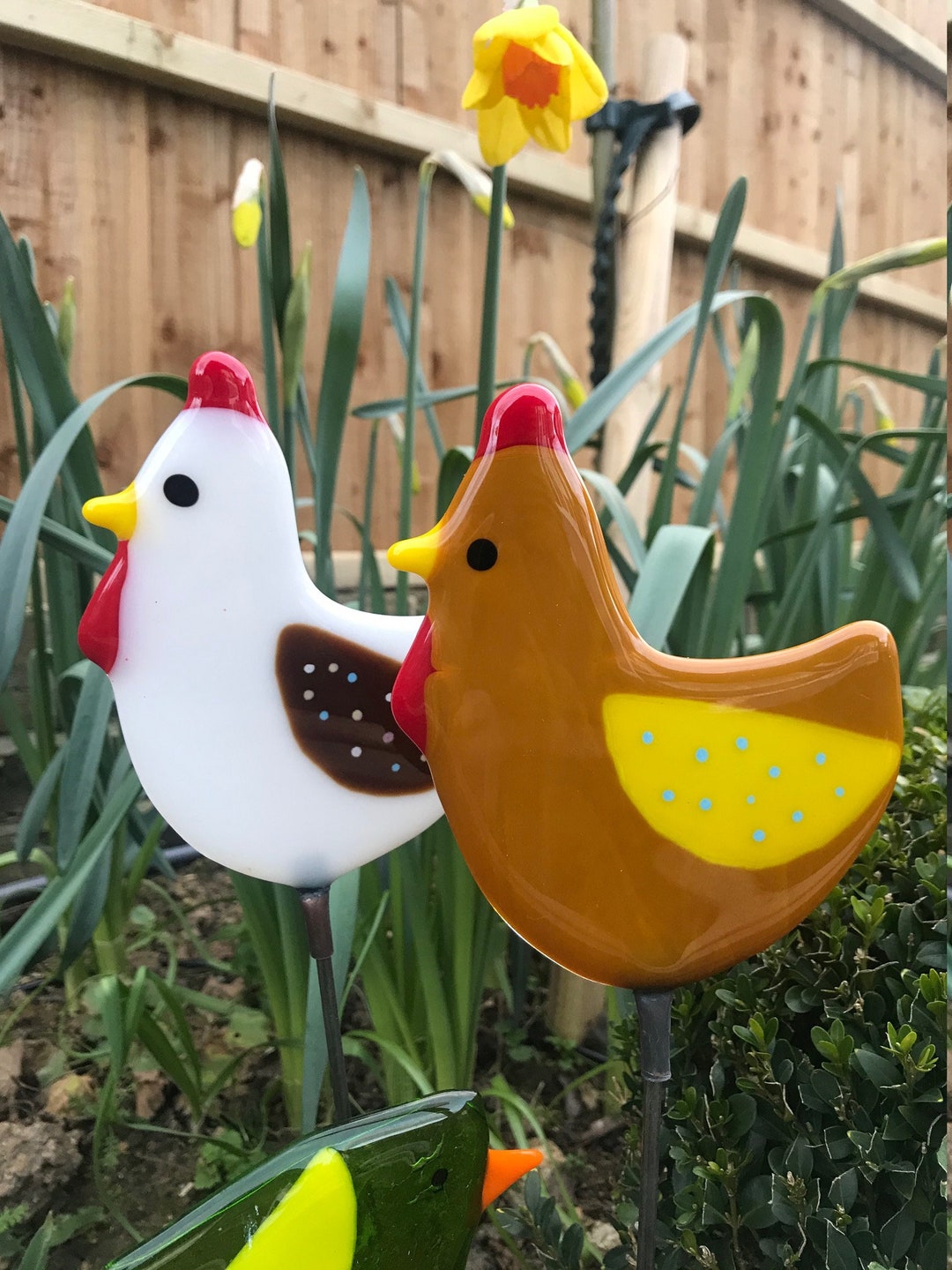 Fused Glass Chicken Garden Ornament / Decoration - Etsy