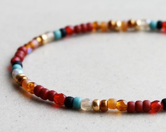 Boho Beaded Bracelet - Bordeaux, Teal, Topaz & Gold - Bohemian Bracelets - Jewellery - Jewelry - Summer Accessories