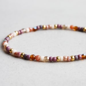 Bohemian Perlenarmband - Rosa, Beige, Violett, Braun & Gold