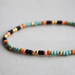 Armband Zwart, Roze, Bruin, Seafoam & Goud - Boho Sieraden - Zomer Sieraad - Kleine Cadeautjes