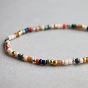 Sage, Topaz, Grey, Coral, Light Beige & Gold Bracelet - Bohemian Jewellery - Dainty Bracelets - 3 mm Beads