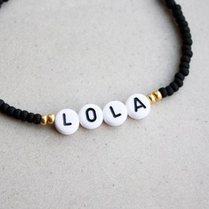 CUSTOM Name Bracelet - Black Beaded Bracelets - Friendship Gifts