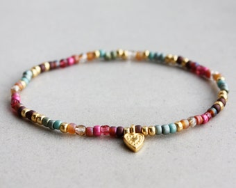 Heart Bracelet, Small Glass Beads Bracelets, Friendship Gift, Jewelry For Women, Gifts Bridesmaids, Bridal Shower Favors