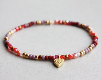 Heart Charm Bracelet, Boho Beaded Bracelets, Friendship Gift, Jewelry For Women, Gifts Bridesmaids