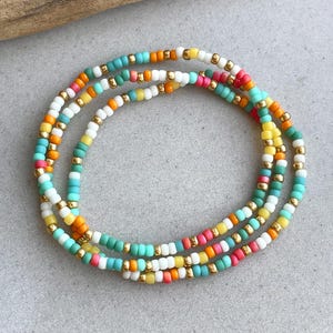 Perlenarmbänder Set, Bunte Farben, Drei Beachy Sommer Armbänder, Festival Accessoires