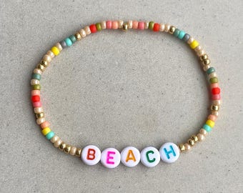 Custom Name Bracelet – Personalized Beaded Bracelet with Letter Beads – Colorful Stretch Friendship Bracelets