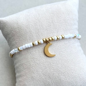 Pulsera Luna - Blanca y Dorada - Joyas Boho