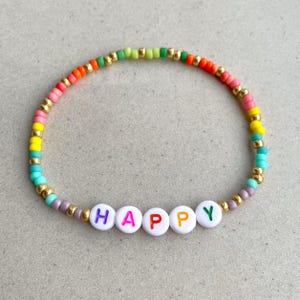 Pulsera Arcoiris PERSONALIZADA - Elige Nombre o Palabra - Pulseras de la Amistad - Joyas Coloridas