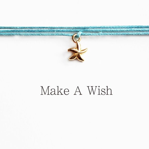 Make A Wish Starfish Bracelet, Beach Themed Party Favors, Boho Jewelry, Small Gifts For Friends & Family, Wrap Bracelets