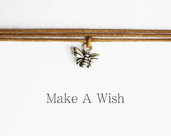 Little Bee Bracelet - Bohemian Jewellery, Friendship Bracelets, Boho Style, Tiny Bee Charm, Choose Color