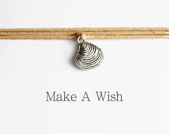 Make A Wish Shell Bracelet - Bohemian Jewellery, Friendship Braceletss, Boho Jewely, Beach, Choose Color