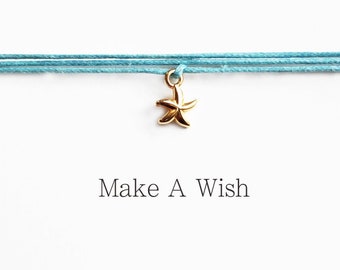 Make A Wish Starfish Bracelet, Beach Themed Party Favors, Boho Jewelry, Small Gifts For Friends & Family, Wrap Bracelets