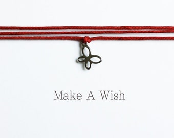 Schmetterling Wunsch Armband, Boho Wunscharmband, Wunsch dir was, Make A Wish, Farbe Individualisierbar