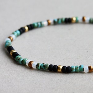 Kralenarmband - Zwart, Turquoise, Wit, Brons & Goud - Kralen Armband - Boho Sieraden - Hippie Armbandjes