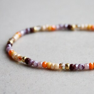 Purple, Orange, Yellow, Beige & Gold Bracelet Boho Bracelets Bohemian Jewellery Dainty Stretch ...