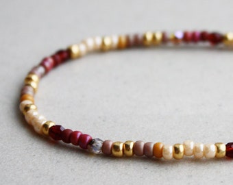 Garnet, Brown, Yellow, Beige & Gold Bracelet - Bohemian Jewellery - Yoga Accessories