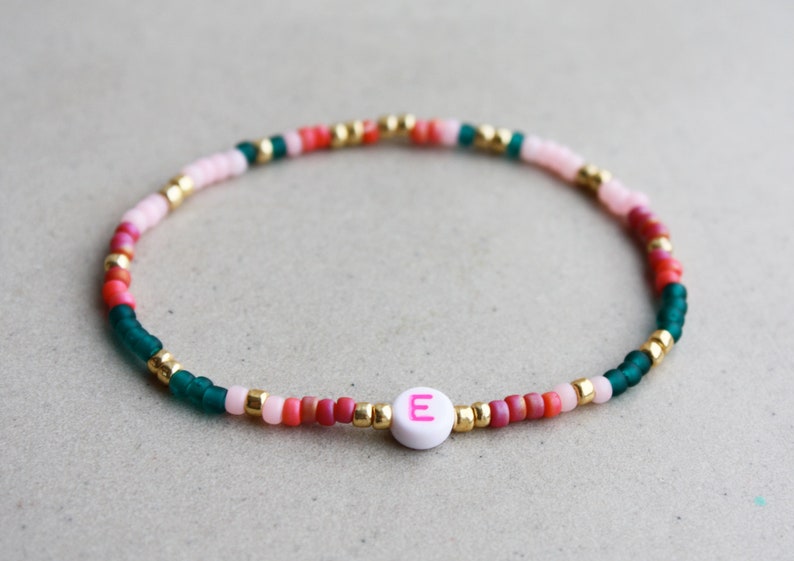 Pulsera Con La Letra I Pulsera inicial de la letra E pulseras de verano con cuentas | Etsy