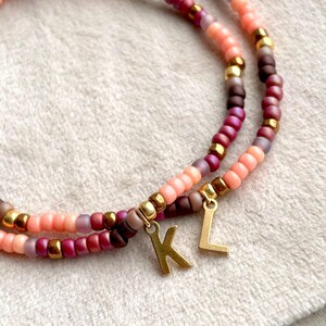Pulsera con inicial, dije de letra del alfabeto de acero inoxidable, pulseras personalizadas, elásticas, joyería de la amistad