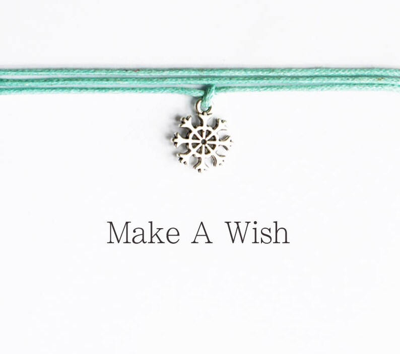 Snowflake Make A Wish Bracelet, Winter Jewelry, Friendship Bracelets, Ice Crystal, Christmas Gift, Stocking Stuffer, Snow Charm 