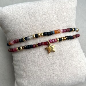 Ster Kralenarmband Zwart, Rood, Goud & Brons Boho Sieraden Kerstfeest Sieraad afbeelding 5