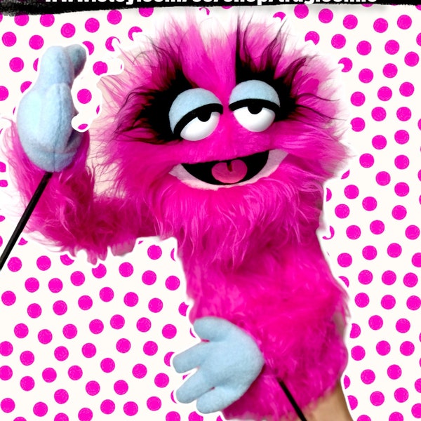 Sr.  Rosita the peaceful monster ,  Enjoyable pink monster puppet wooden rods
