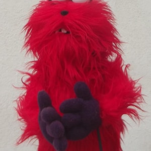 Títere De Mano Armando Red Monster, Professional Puppet with Fur Fabric