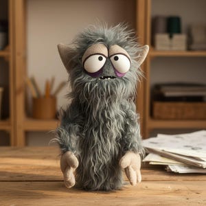 Theatre Puppet: aanpasbare grijze monstermuppet voor uitvoeringen