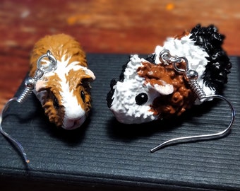 Boucles d'oreille cochons d'inde personnalisées - argile polymère - fait main sur commande - animal de compagnie - souvenir - idée cadeau