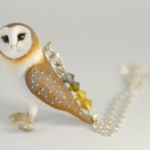 Barn Owl necklace - polymer clay - handmade