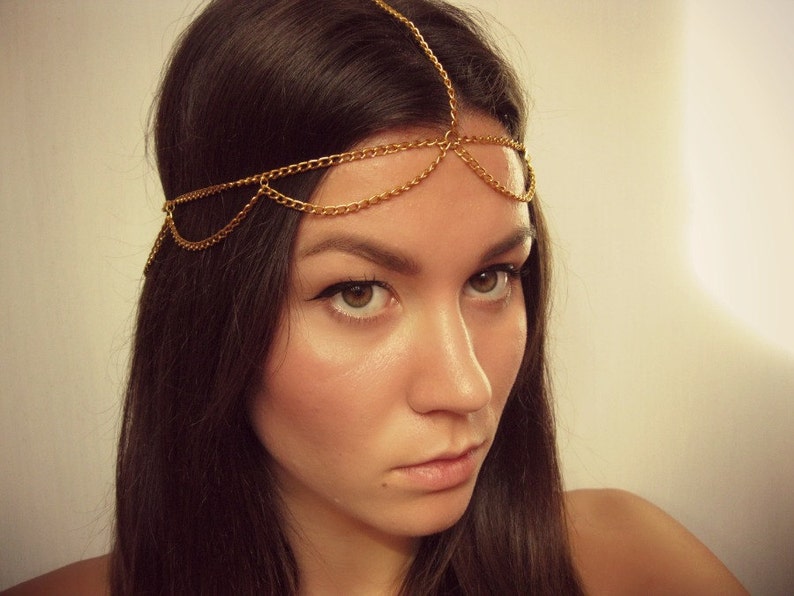 SALE Gold headpiece, egyptian head chain image 4