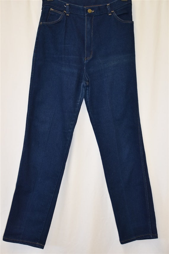 80s Wrangler Dark Denim Stretch Jeans Blue Pant S… - image 2