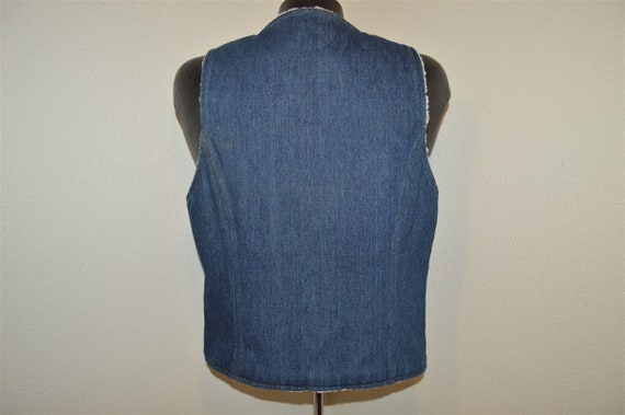 70s Nelson Sherpa Faux Lined Denim Vest Medium - image 2