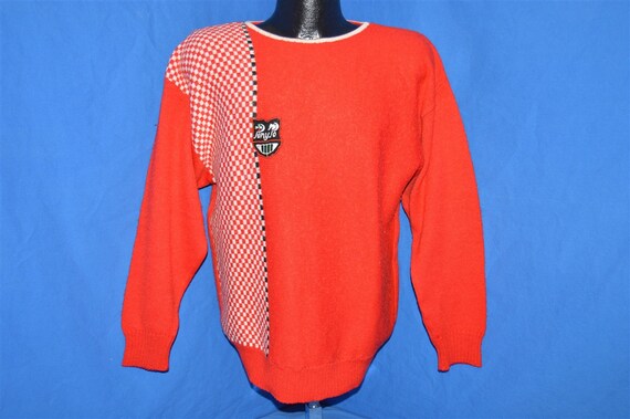 80s Red White Checkered Vintage Pullover Sweater … - image 2