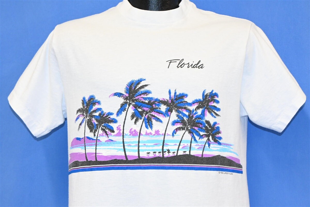 90s Florida Beach Sunset Ocean Palm Tree Vacation t-shirt Medium