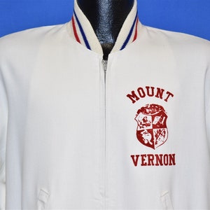 50s Mount Vernon Coat of Arms White Light Jacket Large Vintage