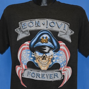 80er Jahre Bon Jovi Forever Brotherhood Tour 1989 Skull Rock T-Shirt Large